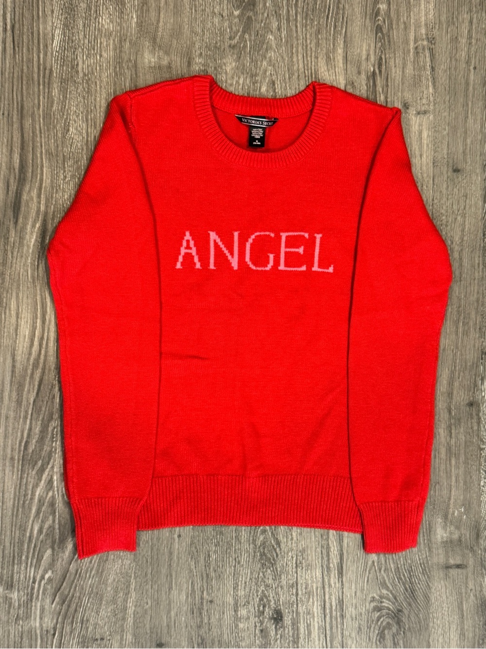 Victoria's Secret Red 'ANGEL' Crewneck Sweater Size Medium